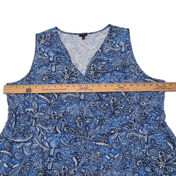 Talbots Dress Womens Plus Size 3X Blue Paisley Sleeveless V-Neck Cotton India - Picture 7 of 12